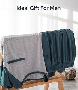 Conjunto de Pijama Formal para Hombre, 100% Algodón, Transpirable, Ropa de Dormir de Verano, Camisa de Manga Corta, Suave y Ligera, con Bolsillos - Product Image 2