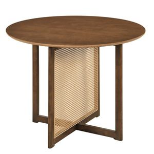 Table à manger ronde de style moderne du milieu du siècle, 37,5 pouces, pour 2 à 4 personnes, en rotin PE et pieds en bois de caoutchouc, table de cuisine - Product Image 4