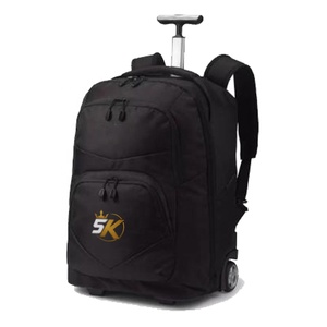 5K Rolling Backpack Black Polyester 30-40L Zipper Closure <b>Travel</b> <b>Bag</b> Unisex Casual Durable <b>Wheeled</b> Carry-On - Product Image 1