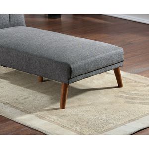 Chaise Longue Ajustable de Polifibra Azul Grisáceo, 1 Pieza, Patas de Madera Maciza, Sofá de Felpa para Sala de Estar - Product Image 4