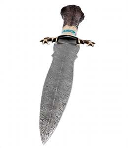 Herramienta de exhibición de acero de Damasco forjado a mano con mango de corona de ciervo y protector de asta - Product Image 3