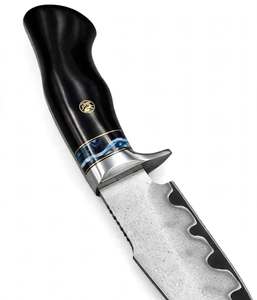 Handcrafted Custom Fixed Blade Outdoor Utility Tool Laminated Wave Steel Blade <b>Polished</b> <b>Black</b> Ebony Wood Resin Space handle - Product Image 6