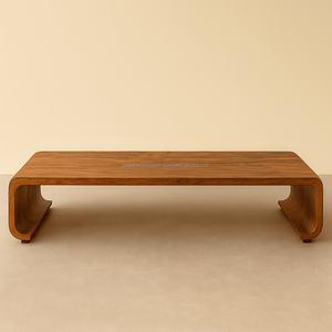 ม้านั่งไม้โค้งมนทันสมัย โต๊ะกาแฟไม้เนื้อแข็ง ม้านั่งนั่งเตี้ยสไตล์มินิมอล เฟอร์นิเจอร์ห้องนั่งเล่น - Product Image 5