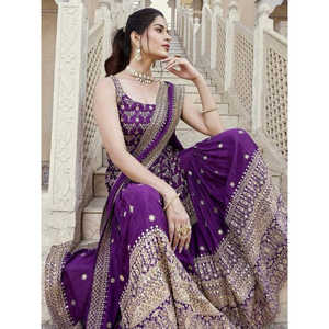 Ensemble de costume de créateur pour les occasions spéciales avec des travaux de broderie et de paillettes Taille XL - Product Image 5