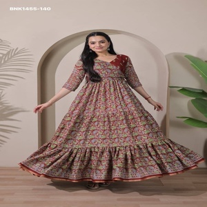 Colección de Vestidos Angarakha de Alta Calidad en Mezcla de Seda con Diseño Estampado y Corte Amplio, Listos para Usar, Proveedor Indio - Product Image 1