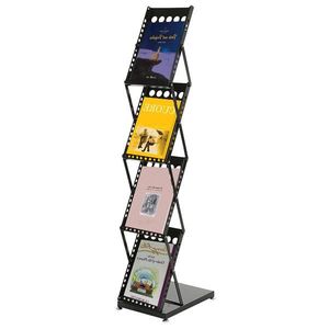Revistero Metálico Negro de 4 Niveles, Portátil, Plegable y de Diseño Contemporáneo - Product Image 5