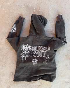 Sudadera con Capucha Corta Vintage con Lavado Ácido para Hombre, Estampado Personalizado, Letras Bordadas en Relieve, Parches, 100% Algodón, Estilo Urbano - Product Image 4