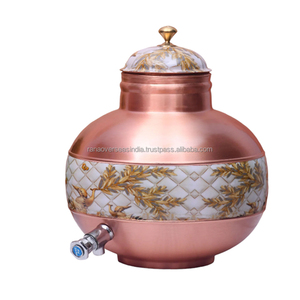 Distributeur d'eau en cuivre émaillé de style moderne dernier modèle Pot d'eau ayurvédique avec robinet en acier pour la maison et la cuisine - Product Image 5