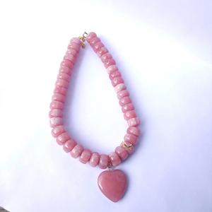 <b>Resin</b> Beaded Necklace with Natural Pearl Heart Pendant Fashion Party Women's Jewelry Gift - Product Image 3