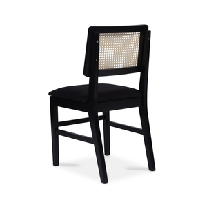 เก้าอี้ทานข้าวไม้สักแท้ ดีไซน์หรูหรา พร้อมพนักพิงหวายธรรมชาติและเบาะหุ้มผ้า เหมาะสำหรับร้านอาหารและโครงการตกแต่งภายใน - Product Image 4