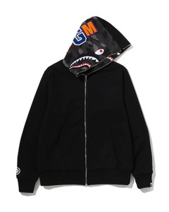 <b>Black</b> Zip-Up <b>Hoodie</b> with Shark Hood and GM Logo Streetwear Unisex Oversized Fit Knitted 100% Cotton Anti-Pilling Sweatshirt - Product Image 5