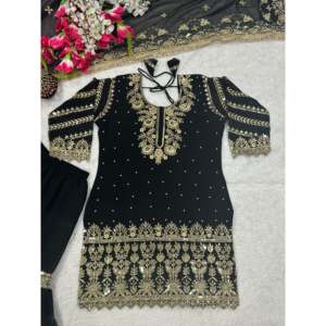 Ensemble de costume de soirée pour femmes de marque, comprend un haut, un sharara, un palazzo et un dupatta - Product Image 1