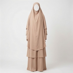 Abaya Jilbab para Mujer, Color Personalizado, Vestido Musulmán Informal y Modesto de Dos Piezas, Cintura Elástica Personalizada, Conjunto de Ropa Islámica a la Moda - Product Image 1