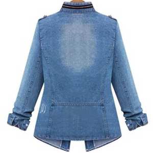 Newest Style Jean Jackets Long Sleeve Women's Denim Jacket Women's Custom Cotton Jean Jackets OEM Plated Chest Pockets - Product Image 2