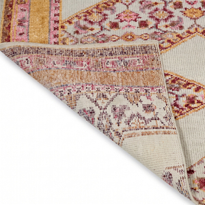 DECORDEC Mustard Gold Pink Floral Medallion <b>Rug</b> Modern Ornamental Area Carpet Non-Slip Backing 100% New Zealand Wool for Living - Product Image 6