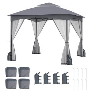 Gazebo da Giardino 3x3 Metri Resistente con Pareti in Rete e 4 Sacchi di Sabbia - Pergola e Padiglione - Product Image 4