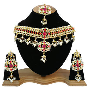Parure de bijoux classique Bollywood, style designer, en cuivre Kundan, collier ras-du-cou et boucles d'oreilles, plaqué argent, zircon, pour mariage, fiançailles, fête - Product Image 1