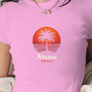 T-shirt court mode femme design coucher de soleil Nassau Bahamas - Product Image 1
