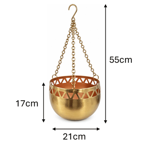 Jardinière suspendue en métal avec motif ajouré, pot de fleurs décoratif en métal, jardinière artistique à découpes pour l'intérieur - Product Image 2
