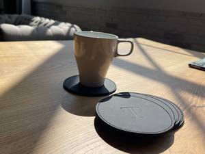 Custom Genuine Leather <b>Coasters</b> Corporate Gift Set Debossed Logo Premium Desk Mat Promotion Giveaways Bulk Pack LC-0030 - Product Image 2
