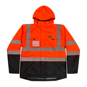 Veste de travail de sécurité réfléchissante fluorescente en polyester thermique de classe 2 à haute visibilité en vrac pour les travailleurs du bâtiment - Product Image 1