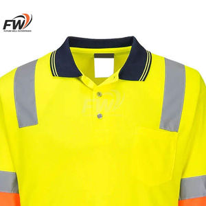 Chemise polo de travail à manches longues en polyester pour mécaniciens, construction, haute visibilité, réfléchissante, sécurité, travail automobile, construction - Product Image 3