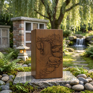 Handcrafted Wooden Urn <b>Box</b> Engraved <b>Memorial</b> Keepsake Cremation Urn American Style for Home Remembrance - Product Image 4