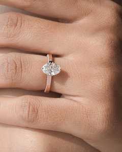 Anillo de lujo con halo oculto tipo catedral y diamante ovalado de 1.01 quilates para mujer, de oro rosa de 14K, cultivado en laboratorio, regalo de compromiso para novia - Product Image 6