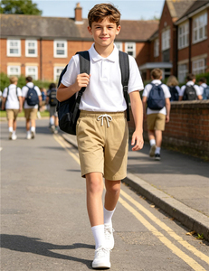 Pantalones cortos de algodón y spandex para niños, con logotipo personalizado al por mayor, estilo chino, para uniforme escolar, para niños. - Product Image 6