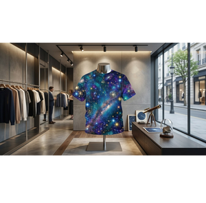 Vêtements de sport pour hommes en polyester avec impression par sublimation Galaxy sur le devant du col, manches courtes, coupe régulière, évacuation de l'humidité, impression personnalisée - Product Image 4