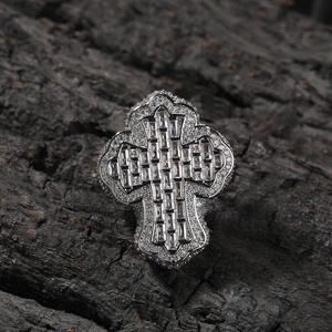 Mens Lab Grown Diamond 925 <b>Silver</b> <b>Cross</b> <b>Ring</b> Gothic Religious Iced Out Lightweight Statement Jewellery Certified Diamond Style - Product Image 6