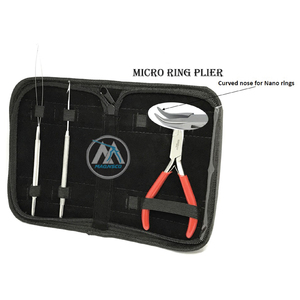 Pince de pose et de retrait d'extensions capillaires de 7 pouces, en acier inoxydable, à mâchoires plates avec double ressort et poignée bleue - Product Image 5