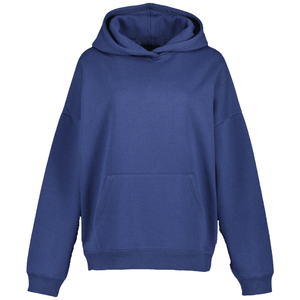Custom Dark <b>Blue</b> Oversized <b>Women</b> Pullover <b>Hoodie</b> Plain Fleece Drop Shoulder Sweatshirt Pocket - Product Image 4
