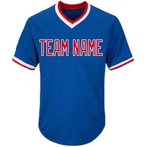 T-shirt de baseball pour homme à col en V, personnalisé, en polyester, avec logo brodé par sublimation, jersey de baseball sur mesure - Product Image 3