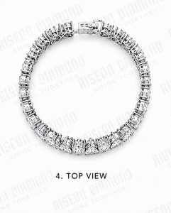 Luxury Heart Shape Diamond Tennis <b>Bracelet</b> In 18K <b>White</b> Gold Premium Continuous Line Prong Setting Romantic Elegant Gift - Product Image 4