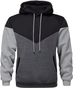 Sudadera con Capucha Negra para Hombre, Manga Raglán, Color Sólido, Informal, de Algodón, Felpa Francesa, Color Sólido, Sudaderas Personalizadas para Hombre - Product Image 1