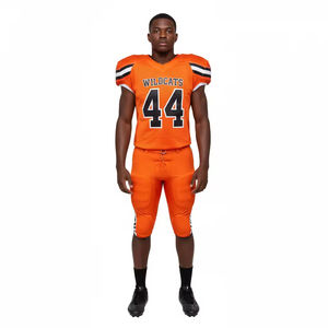 Uniforme de football américain OEM de haute qualité 100% polyester pour adultes, taille plus, impression par transfert thermique, nom et numéro du joueur personnalisés - Product Image 2