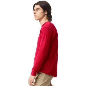Camiseta de manga larga con cuello redondo para hombre, elástica, de algodón suave, básica, de fibra de bambú, cómoda, con logotipo y diseño personalizados. - Product Image 2