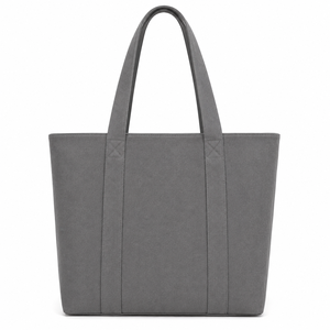 Sac fourre-tout en toile de coton gris avec fermeture éclair, pour le shopping et les voyages, motif feuilles 'Live Simply Bloom Wildly', 36x40x12 cm, capacité 17-20L - Product Image 3