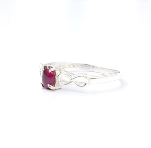 Pinkish-Red <b>Garnet</b> Gemstone Simple Band with Modern Design <b>Ring</b> 925 <b>Silver</b> Fine Jewellery Everyday Wear - Product Image 2