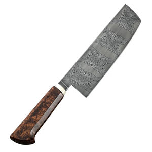 มีดเชฟเหล็กกล้าคาร์บอนทำมือ Burraq ลายหยดน้ำอเนกประสงค์ พร้อมปลอกหนัง ตัวเลือก DIY OEM ด้ามไม้ - Product Image 5