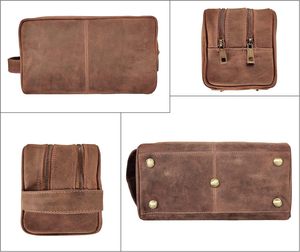 Trousse de Toilette de Voyage de Luxe en Cuir Véritable pour Hommes, Trousse de Rasage, Organisateur de Douche, Pochette Cosmétique pour Femmes, Marque 2026 - Product Image 6