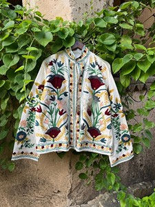 Handcrafted Suzani Embroidered Jacket Vintage Boho Floral Cotton Coat Unique Women Winter Blazer Festival Wear <b>Gift</b> For Her - Product Image 5
