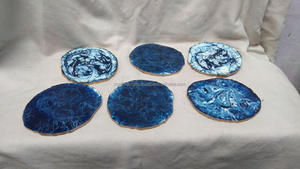 Stone Coasters Handmade <b>Epoxy</b> Resin Coasters Custom Personalized Stone Agate Coasters From India for Sale - Product Image 5