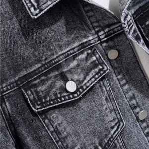 Veste en jean pour homme, classique, avec fermeture à boutons, en jean délavé, élégante, décontractée, pour un usage quotidien, vêtement élégant pour homme - Product Image 6