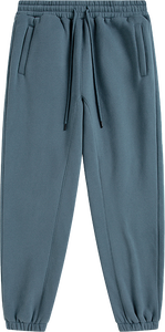 <b>Men's</b> <b>Navy</b> Blue Cotton Sweatpants Elastic Waist Pockets Casual <b>Joggers</b> Custom Logo Right Leg Midweight Autumn Wear - Product Image 3