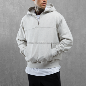 Personalizado de los hombres de invierno de gran tamaño sudaderas con cremallera transpirable de secado rápido de peso pesado Drop Shoulder Streetwear Poliéster Algodón Privado - Product Image 5