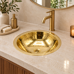Polished Gold Hammered Brass <b>Sink</b> Oval Undermount Vessel Basin Shiny Brass <b>Bathroom</b> Wash <b>Bowl</b> Luxury Villa Hotel Sanitaryware - Product Image 2