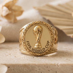 Custom Soccer Championship <b>Trophy</b> Signet Ring 14K Gold Luxury Gold Plated Sports Ring Party Wholesale - Product Image 1