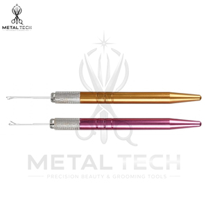 Herramienta profesional para extensiones de cabello con mango de metal ranurado, microperlas, aguja de gancho y herramienta de tracción para salón de belleza - Product Image 3